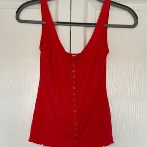NWOT Free People Red Buttoned Sleveless Top, Red, XS . TP